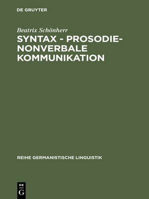 cover image of Syntax--Prosodie--nonverbale Kommunikation